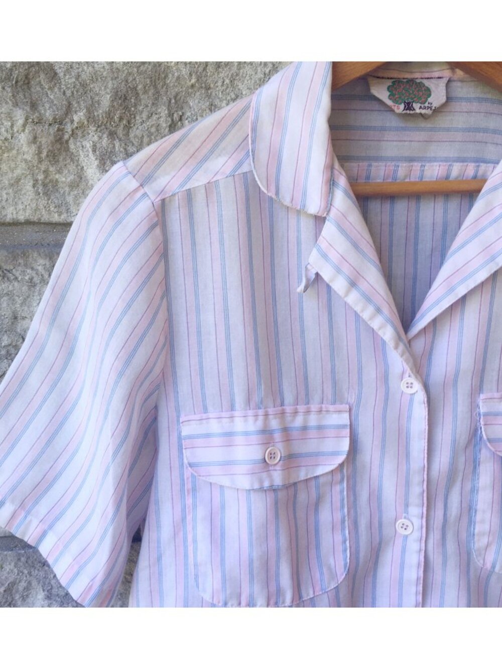 Pastel Stripes Vintage Short-Sleeve Button Down
